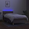 Cama Box Spring Con Colchón Led Tela Gris Taupe 100x200 Cm