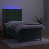 Cama Box Spring Colchón Y Led Terciopelo Verde Oscuro 100x200cm