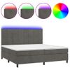 Cama Box Spring Colchón Y Led Terciopelo Gris Oscuro 200x200 Cm