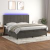 Cama Box Spring Colchón Y Led Terciopelo Gris Oscuro 200x200 Cm