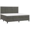 Cama Box Spring Colchón Y Led Terciopelo Gris Oscuro 200x200 Cm