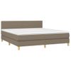 Cama Box Spring Con Colchón Led Tela Gris Taupe 180x200 Cm