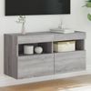 Mueble De Tv De Pared Con Luces Led Gris Sonoma 80x30x40 Cm