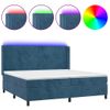 Cama Box Spring Colchón Y Led Terciopelo Azul Oscuro 200x200 Cm