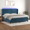 Cama Box Spring Colchón Y Led Terciopelo Azul Oscuro 200x200 Cm