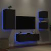 Muebles De Tv De Pared Con Luces Led 4 Piezas Negro