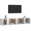 Set De Muebles Para Tv 4 Piezas Madera Contrachapada Blanco