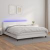 Cama Box Spring Colchón Y Led Cuero Sintético Blanco 180x200 Cm