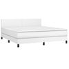 Cama Box Spring Colchón Y Led Cuero Sintético Blanco 180x200 Cm