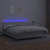 Cama Box Spring Colchón Y Led Cuero Sintético Blanco 180x200 Cm