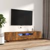 Set De Muebles Tv Con Leds 2 Piezas Contrachapada Roble Ahumado