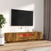 Set De Muebles Tv Con Leds 2 Piezas Contrachapada Roble Ahumado