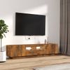 Set De Muebles Tv Con Leds 2 Piezas Contrachapada Roble Ahumado