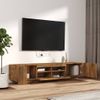 Set De Muebles Tv Con Leds 2 Piezas Contrachapada Roble Ahumado