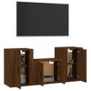 Set De Muebles Para Tv 3 Piezas Madera Contrachapada Roble Marrón