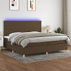 Cama Box Spring Colchón Luces Led Tela Marrón Oscuro 200x200 Cm