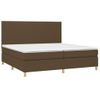 Cama Box Spring Colchón Luces Led Tela Marrón Oscuro 200x200 Cm