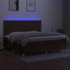 Cama Box Spring Colchón Luces Led Tela Marrón Oscuro 200x200 Cm