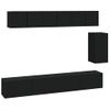 Set De Muebles Para Tv 6 Piezas Madera Contrachapada Negro