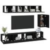 Set De Muebles Para Tv 6 Piezas Madera Contrachapada Negro