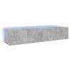 Muebles Tv De Pared Luces Led 2 Unidades Gris Hormigón 80x35x31 Cm