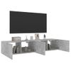 Muebles Tv De Pared Luces Led 2 Unidades Gris Hormigón 80x35x31 Cm