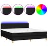 Cama Box Spring Con Colchón Led Tela Negro 160x200 Cm