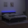 Cama Box Spring Con Colchón Led Tela Negro 160x200 Cm