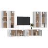 Set De Muebles De Tv 6 Piezas Madera Contrachapada Blanco Brillo