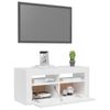 Mueble De Tv Con Luces Led Blanco Brillante 90x35x40 Cm