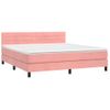 Cama Box Spring Colchón Y Led Terciopelo Rosa 180x200 Cm