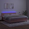 Cama Box Spring Colchón Y Led Terciopelo Rosa 180x200 Cm