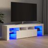 Mueble De Tv Con Luces Led Blanco Brillante 140x36,5x40 Cm