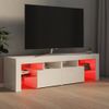 Mueble De Tv Con Luces Led Blanco Brillante 140x36,5x40 Cm