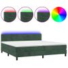 Cama Box Spring Colchón Y Led Terciopelo Verde Oscuro 200x200cm