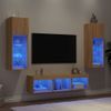 Muebles Tv Pared Con Led 5 Piezas Madera Ingeniería Roble Sonoma