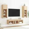 Muebles Tv Pared Con Led 5 Piezas Madera Ingeniería Roble Sonoma