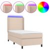 Cama Box Spring Colchón Led Cuero Sintético Capuchino 90x190 Cm