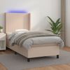 Cama Box Spring Colchón Led Cuero Sintético Capuchino 90x190 Cm