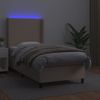 Cama Box Spring Colchón Led Cuero Sintético Capuchino 90x190 Cm