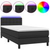 Cama Box Spring Colchón Y Led Cuero Sintético Negro 100x200 Cm