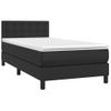 Cama Box Spring Colchón Y Led Cuero Sintético Negro 100x200 Cm