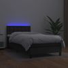 Cama Box Spring Colchón Y Led Cuero Sintético Negro 100x200 Cm