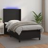 Cama Box Spring Colchón Y Led Cuero Sintético Negro 100x200 Cm