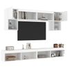 Muebles De Tv De Pared Con Led 6 Piezas Madera Ingeniería Blanco