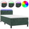 Cama Box Spring Colchón Y Led Terciopelo Verde Oscuro 90x190 Cm