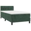 Cama Box Spring Colchón Y Led Terciopelo Verde Oscuro 90x190 Cm