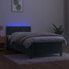 Cama Box Spring Colchón Y Led Terciopelo Verde Oscuro 90x190 Cm