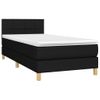 Cama Box Spring Con Colchón Led Tela Negro 90x200 Cm