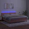 Cama Box Spring Colchón Y Led Terciopelo Rosa 180x200 Cm